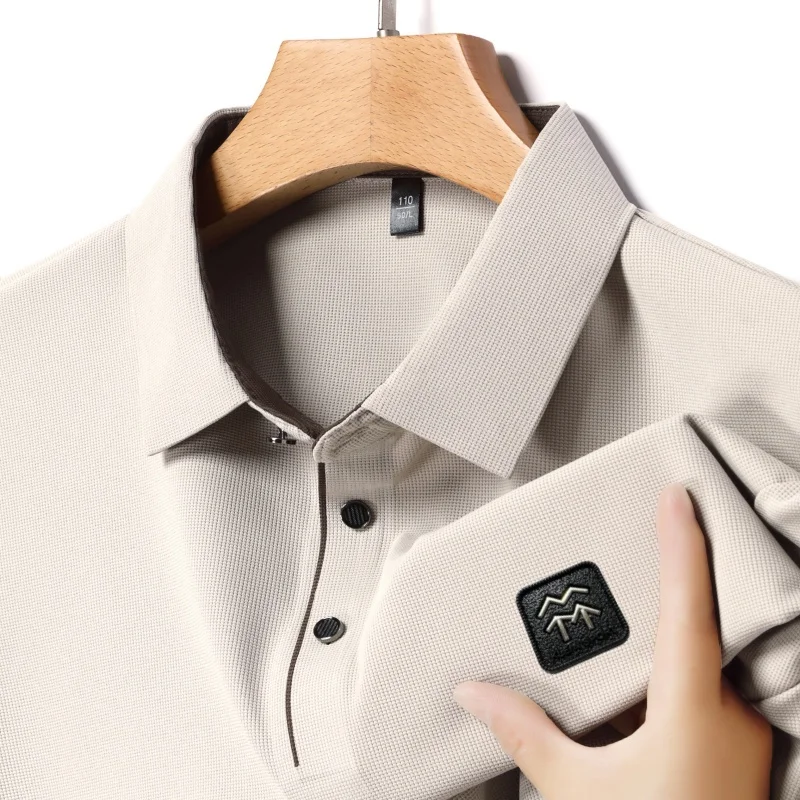 

Men's high-end short sleeved fashion badge relief offset design Polo shirt breathable casual summer business short sleeved shirt