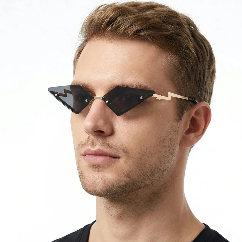 Y2K Randlose Dreieck-Sonnenbrille für Damen und Herren, Modische Geometrische Sonnenbrillen für Party, Club, Festival, Accessoires, Schattierungen – Detail 1