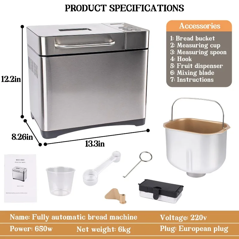 ماكينة الخبز المنزلية التجارية الأوتوماتيكية بالكامل متعددة الوظائف مع تخمير العجين #2