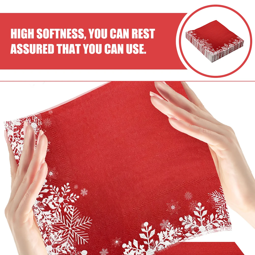 20pcs 16cm Christmas Red Snowflake Paper Napkins Christmas Decoration For Christmas Party Christmas Dinner Napkins Guest Towels