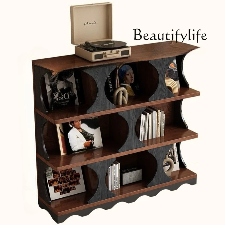 

Bookcase storage integrated living room small apartment Hadid bookcase storage blogger solid wood retro cabinet