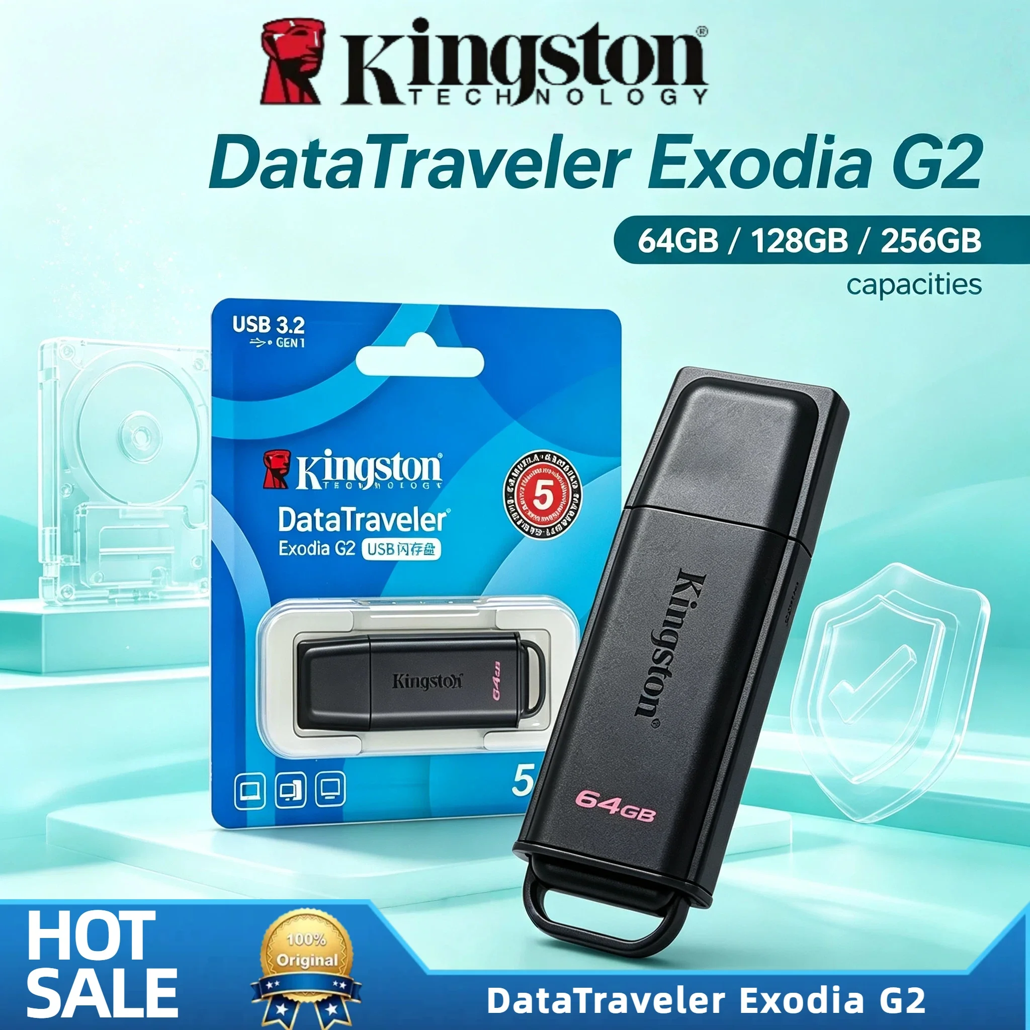 Kingston DataTraveler Exodia DTXG2 USB 3.2 Flash Drive 128GB 256GB 64GB 512GB Pen Drive U Disk for PC Pro
