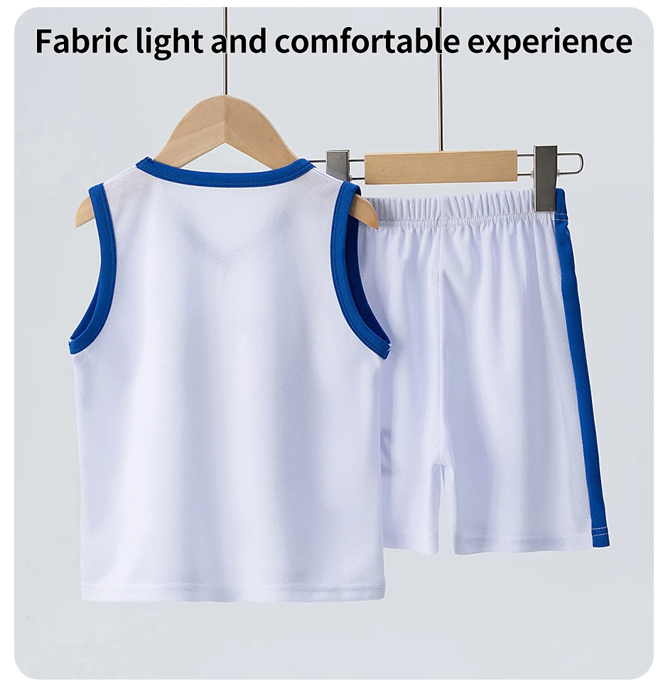 Sommer-Basketballanzug für Kinder, Sportweste für Jungen und Mädchen, Shorts-Anzug, 23rd Handsome, Westenanzug für Jungen und Studenten, 2-teilig. – Detail 10