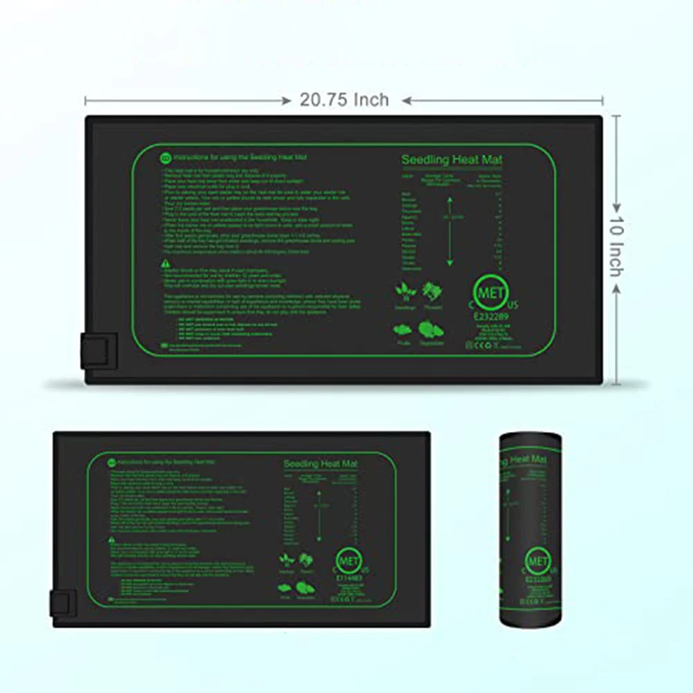 Plant Heating Mat 10 by 20 75 Inches Waterproof for Indoor Gardening Greenhouses and Enclosures Providing Uniform Heat for
