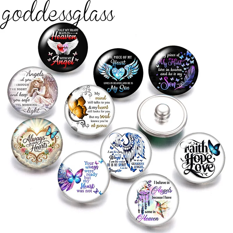 Miss Family  in Heaven Patterns 10pcs 12mm/18mm/20mm/25mm Round photo glass cabochon flat back Making findings DIY snap buttons
