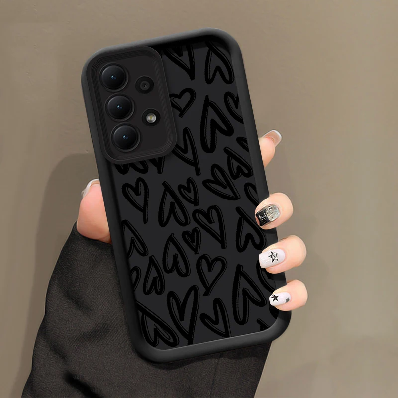 لينة حافظة لهاتف سامسونج جالاكسي A07 A06 A05 A05S A22 A12 A51 A71 A04E A04S A03 كور A32 الحب القلب نمط ماتي غطاء