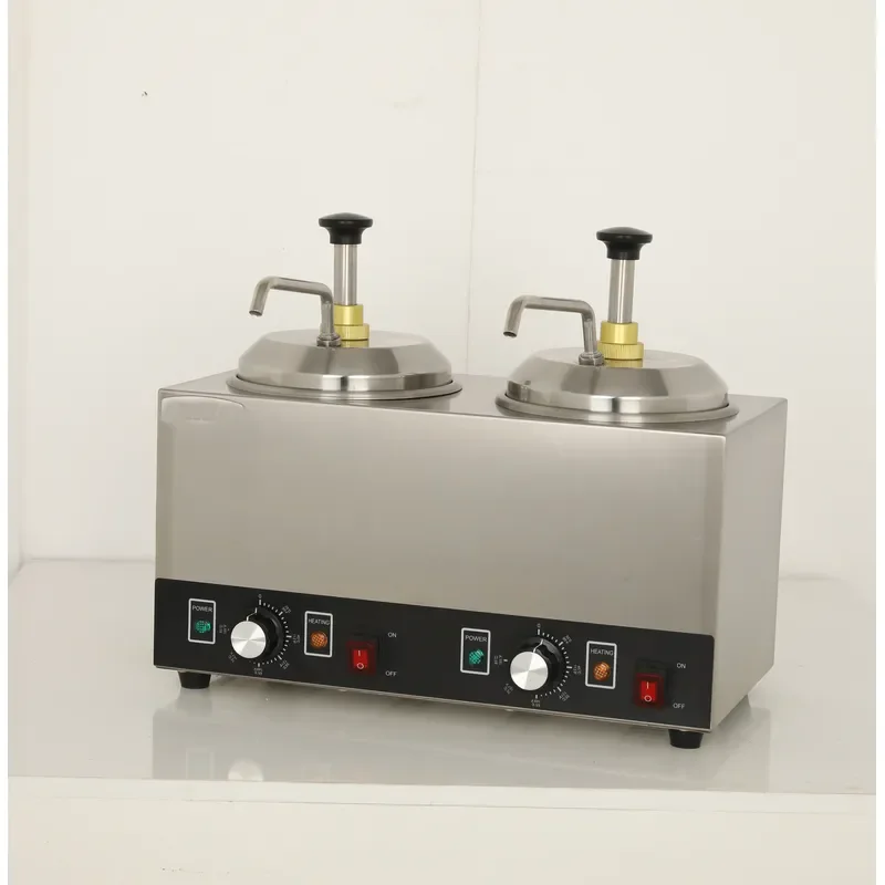 New Double Heads Chocolate Sauce Warmer Bottles Cheese Sauce Dispenser Machines with Stainless Steel