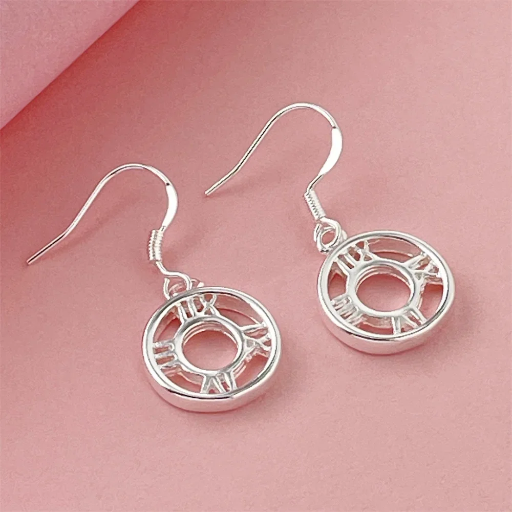 925 Sterling Silver Round Roman Earrings for Women Engagement Party Jewelry Gifts