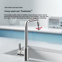 Diiib Kitchen Faucet Two Function Single Handle Pull Out Zinc Alloy Stainless Steel Bent Pipe 360 Rotation Deck Mounted Faucet