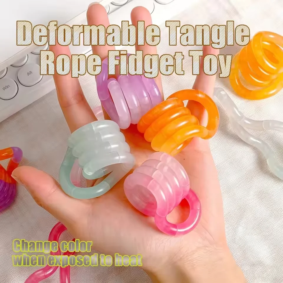 Deformable Twister Toy Tangle Rope Fidget Unlockable Twist Knot Toy Stress Anxiety Relief Noctilucent Ornament Funny Party Gift