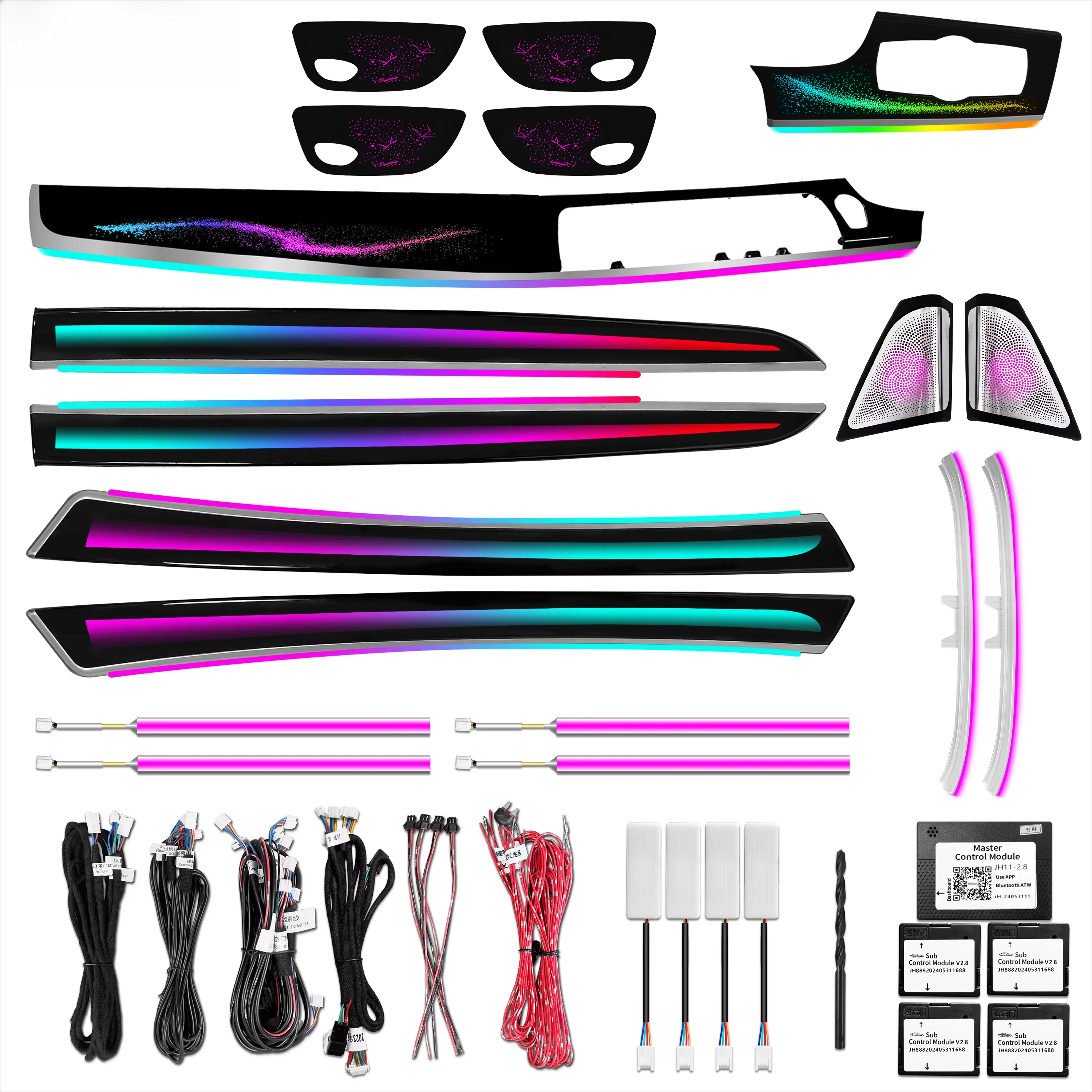256 Colors Symphony LED Interior Ambient Atmosphere Strip Modification Accessories Fit for BMW 5 Series F10 F11 2011-2017
