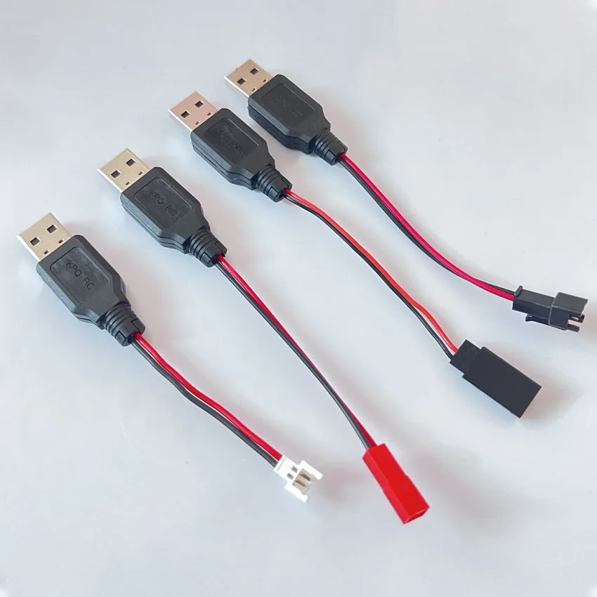 

RC USB Charging 3.7V Lithium Battery Charger Cable USB to JST /SM / futaba Plug for 3Rc Drone Quadcopter