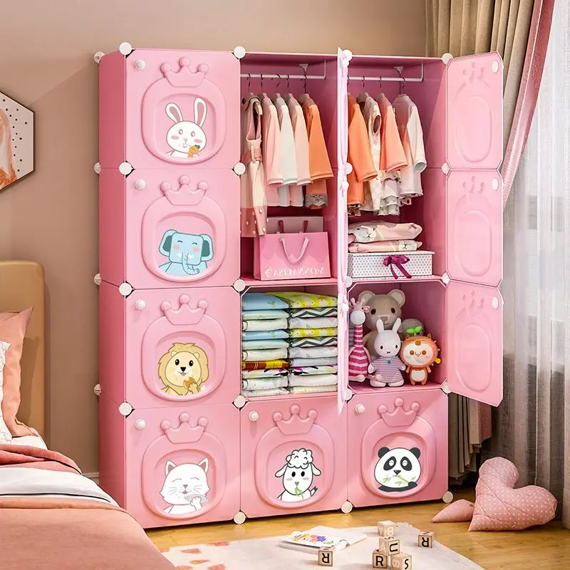 

Modern Simplicity Children Bedroom Furniture Folding Wardrobe Cabinets Storage Locker Plastic Collapsible Box Clothes Closet