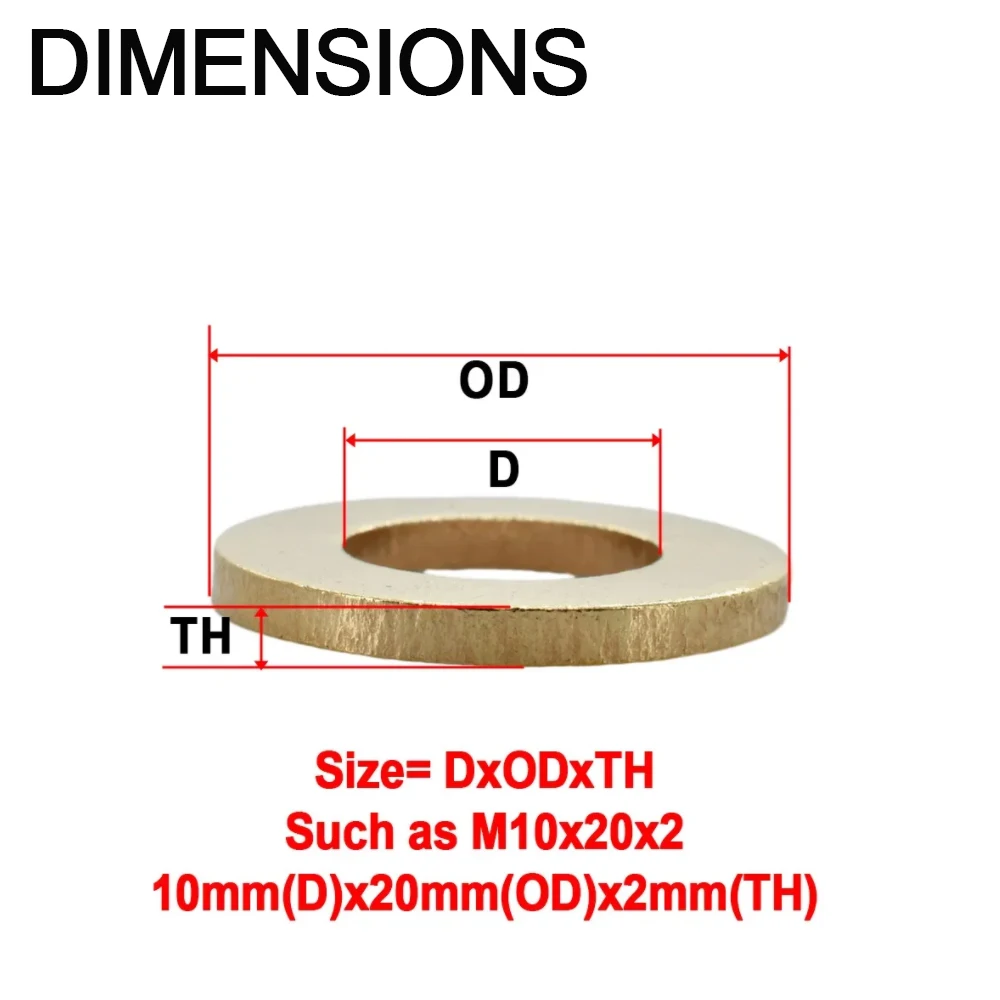 Brass Flat Washer M2 M2.5 M3 M4 M5 M6 M8 M10 M12 M14 M16 M18 M20 O Ring Gasket Solid Metal Plain Pad Spacers Seal Ring Shim