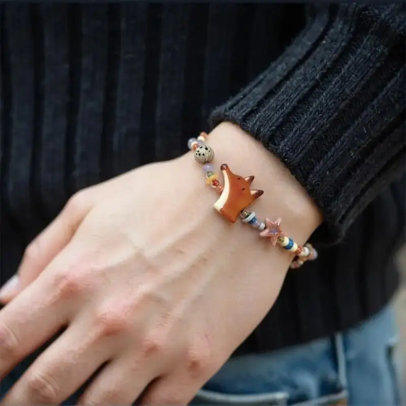 Bracelet en résine 72xe avec des conceptions renards colorées bijoux à résine à mode pour quotidiennement