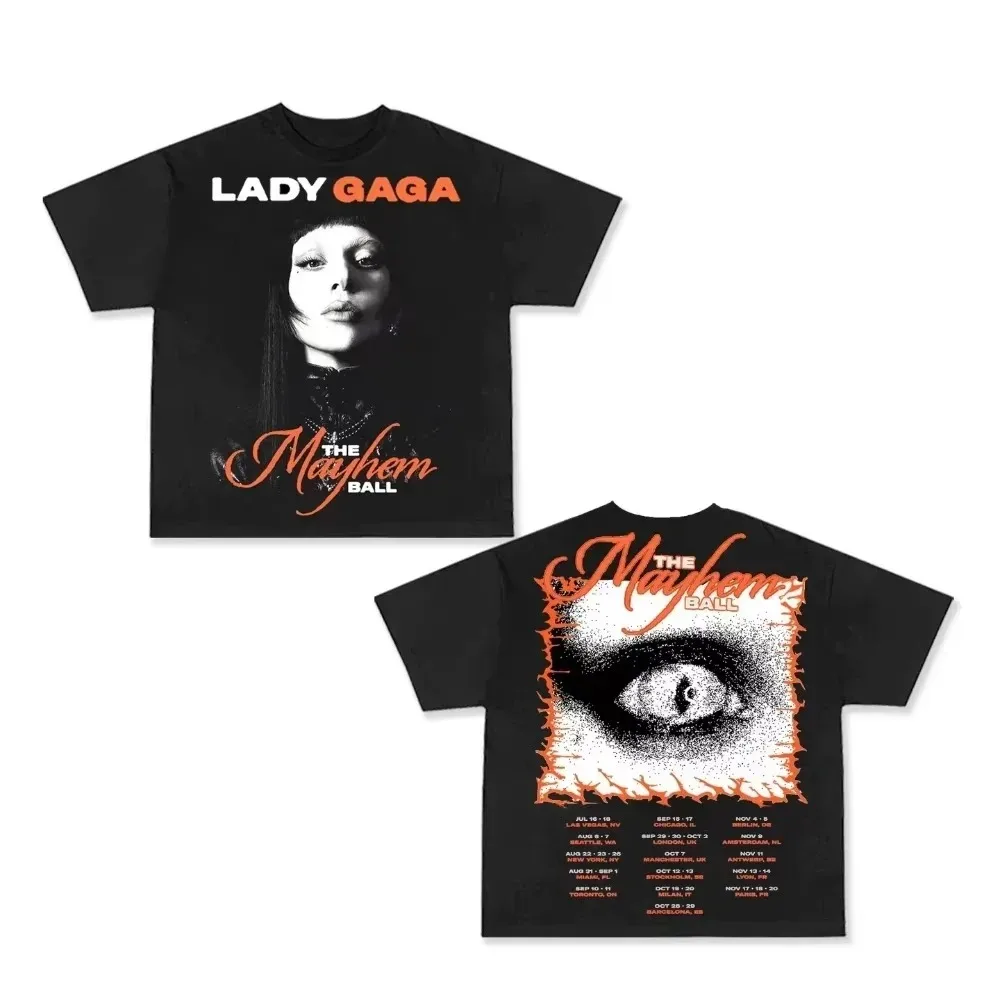 تي شيرت تذكاري جديد ليدي غاغا فان لعام 2026 من مادة القطن الخالص تي شيرت عصري عتيق للجنسين تي شيرت كبير الحجم #4