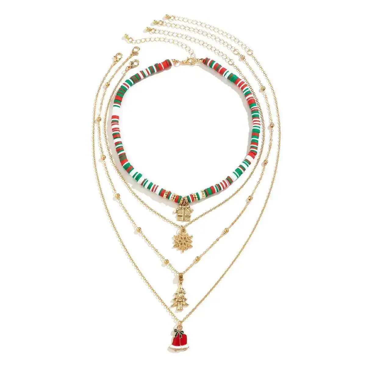 KunJoe 4 قطع شجرة عيد الميلاد ندفة الثلج قلادة قلادة للنساء العصرية الذهب اللون سلسلة قلادة مجموعة 2026 مجوهرات عيد الميلاد #6