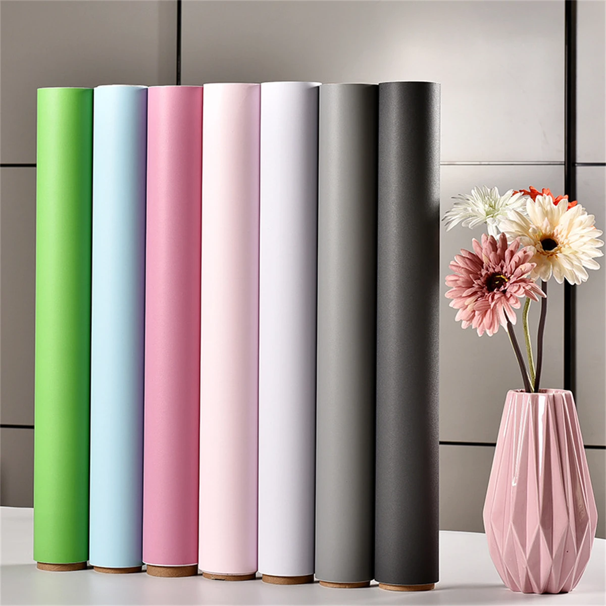 

Solid Color Bedroom Wallpaper PVC Waterproof Self Adhesive Vinyl Contact Paper Wardrobe Closet Cabinets Decorative Wall Stickers