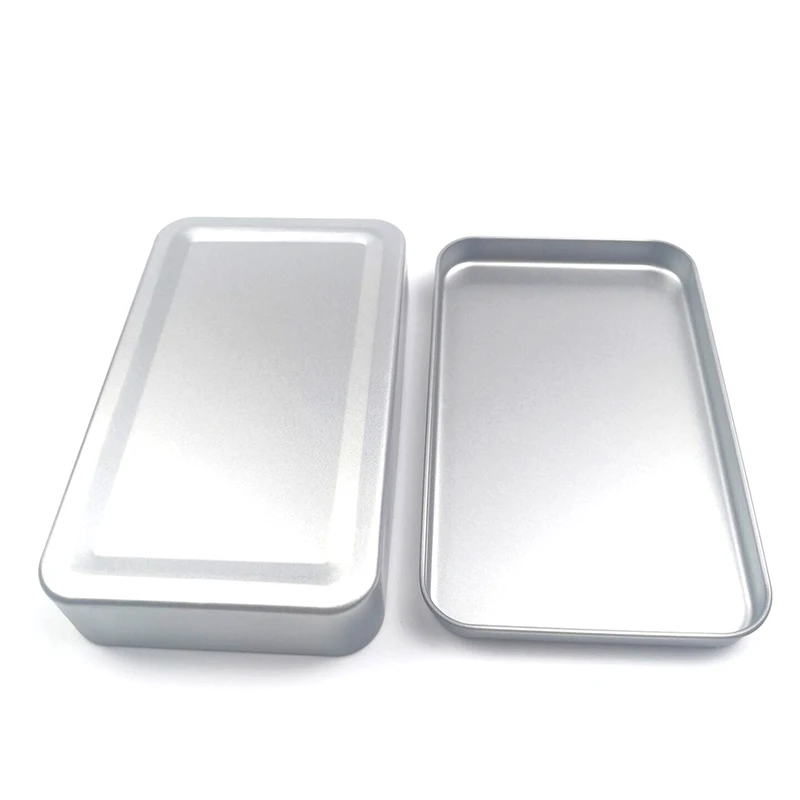 New Square Tin Storage Boxes Small Metal Storage Box Silver Jewelry Keys Coins Metal Box Tin Wedding Candy Storage Tin Can