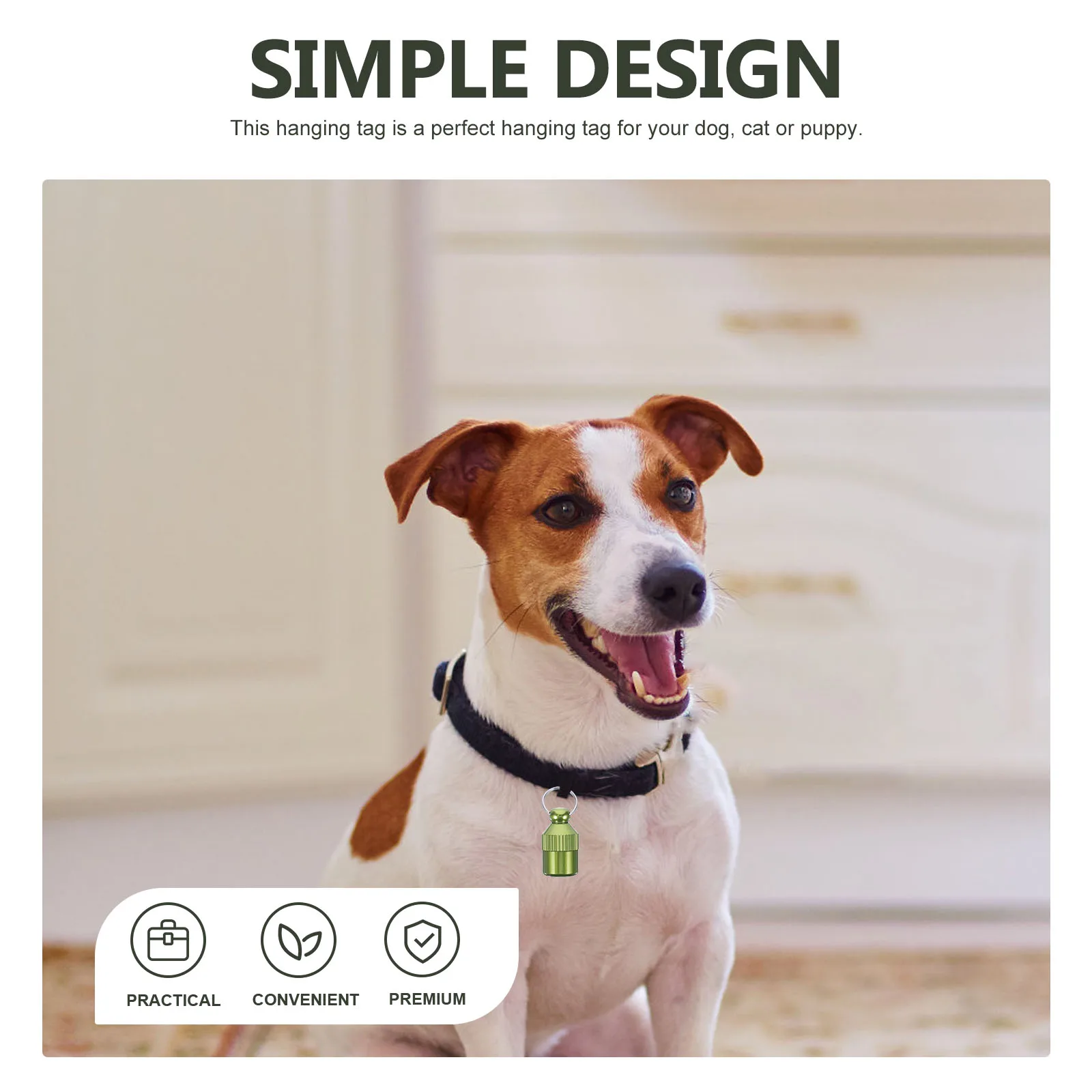 

5 Pcs Aluminum Alloy Pet Tags Dog Hanging Pendant Engraved for Cats Dogs ID Name Tag Green Lightweight Customizable