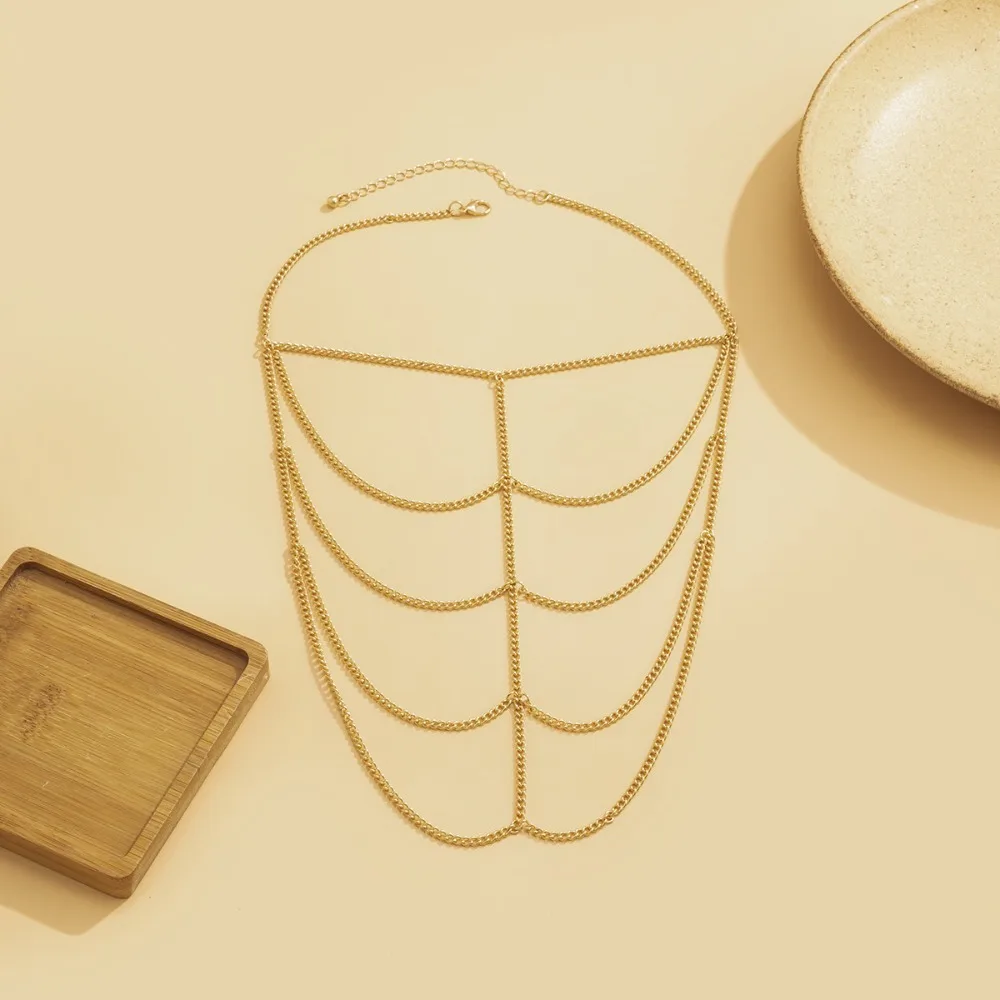 Fashion Metal Shoulder Chain Multilayer Punk Tassel Body Chain Shoulder Ornament Adjustable Shoulder Necklace Women