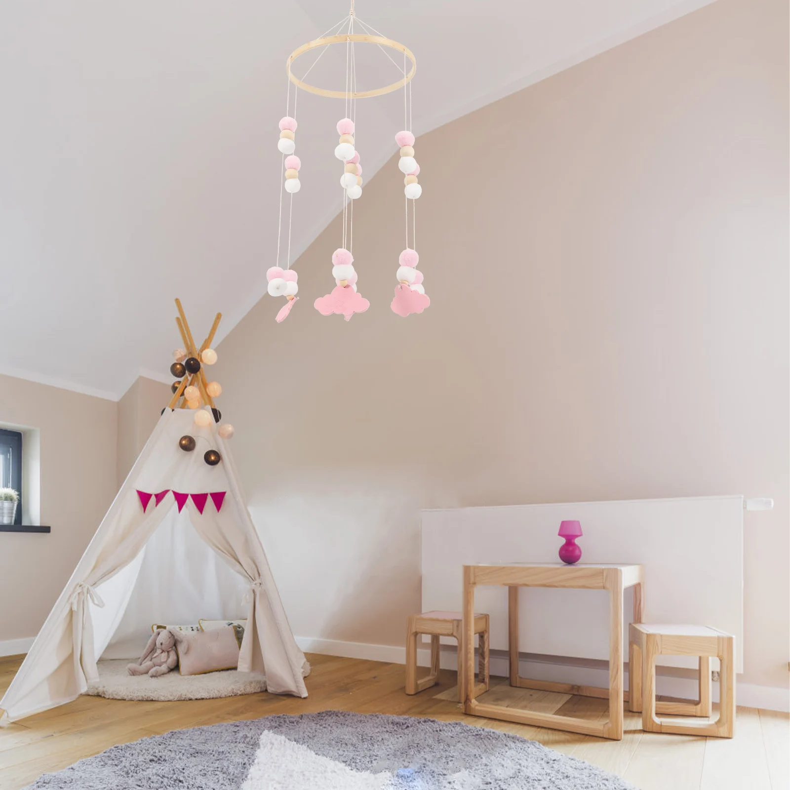 Mooie babybedje mobiele windgong hanger houten kralen sterren olifanten wieg hangende kinderkamer slaapkamer decoratieve windbel voor