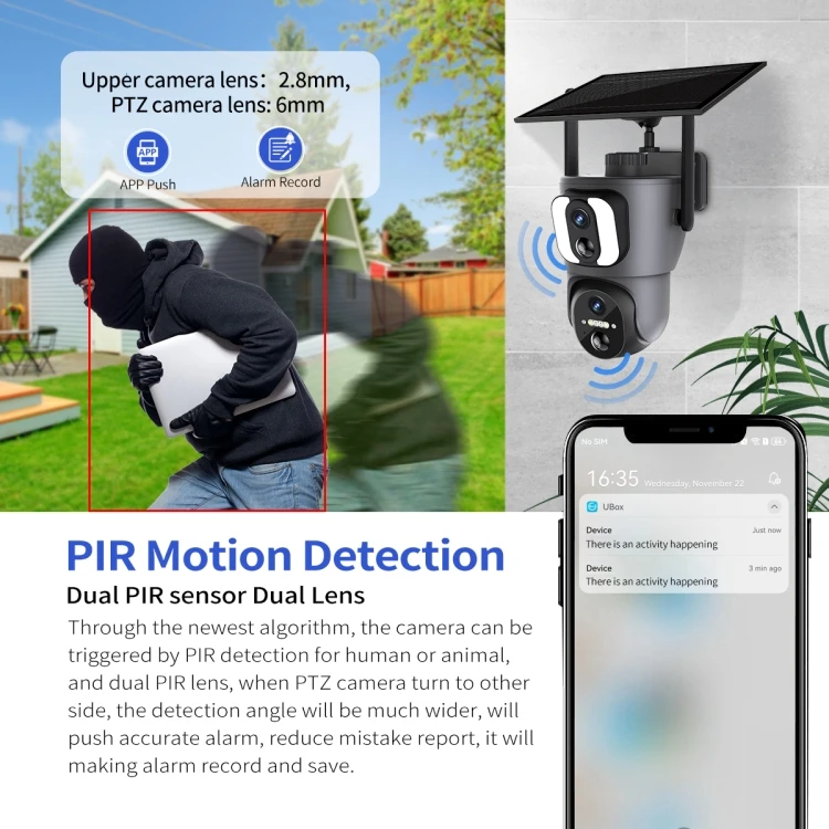 كاميرا ESCAM QF390 بقدرة 14400 مللي أمبير في الساعة 2 × 2 ميجابكسل تعمل بالطاقة الشمسية تدعم تسجيل الصوت والإنذار في اتجاهين #6