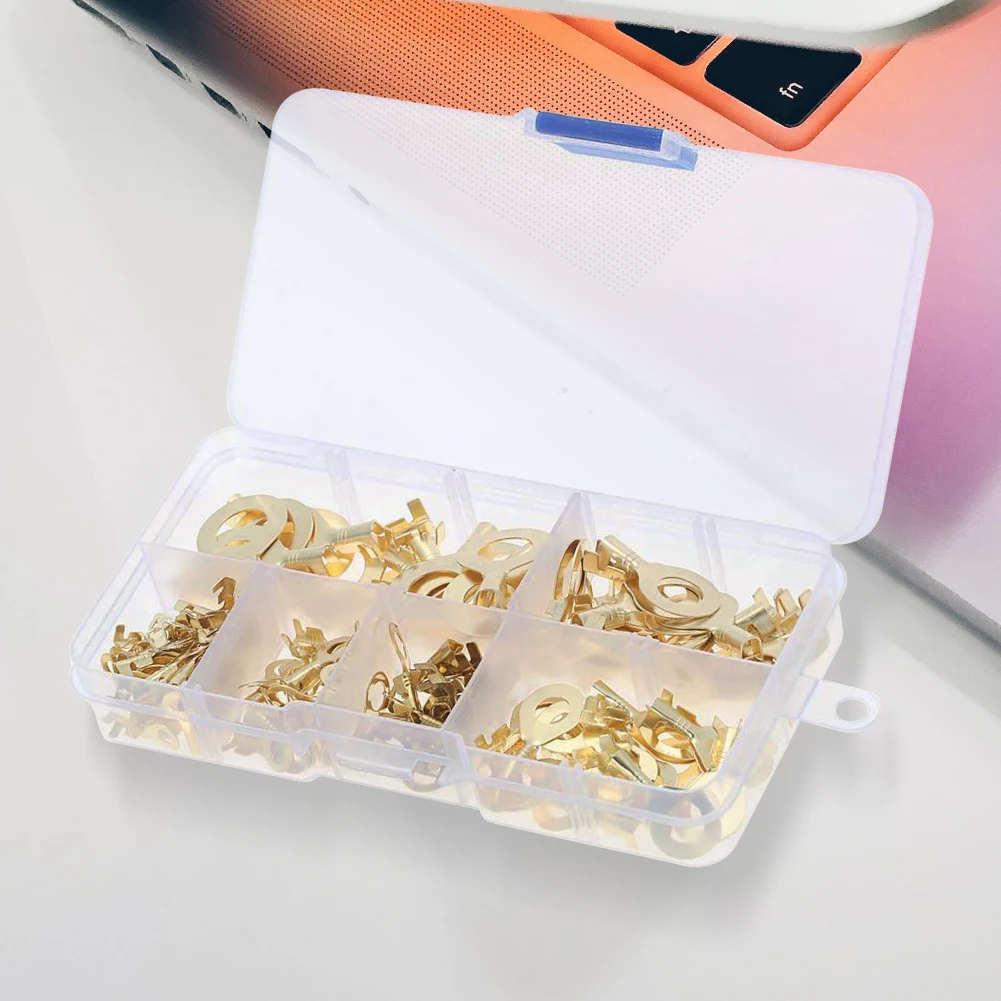 150PCS O-Type Terminal Connector Kit Copper M3/M4/M5/M6/M8/M10 O-Ring Cold Pressed Terminal Non-insulated for Connecting Wires