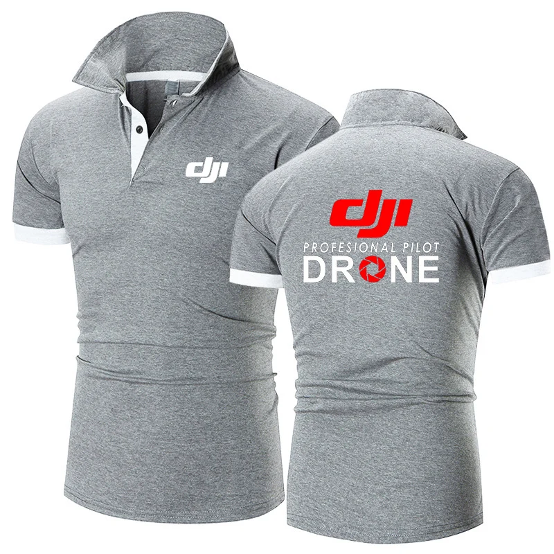 Dji Professional Pilot Drone 2024 Men\'s New Summer Print Fashion Polo Shirts Comfort Short Sleeves Harajuku Casual Sport Top
