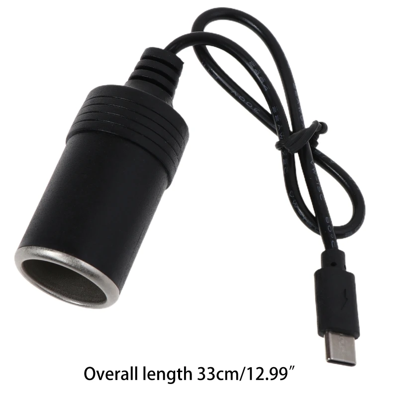 Usb c pd tipo c macho para 12v cigarro do carro isqueiro tomada fêmea passo acima do cabo para a condução gravador gps e-cão ventilador do carro