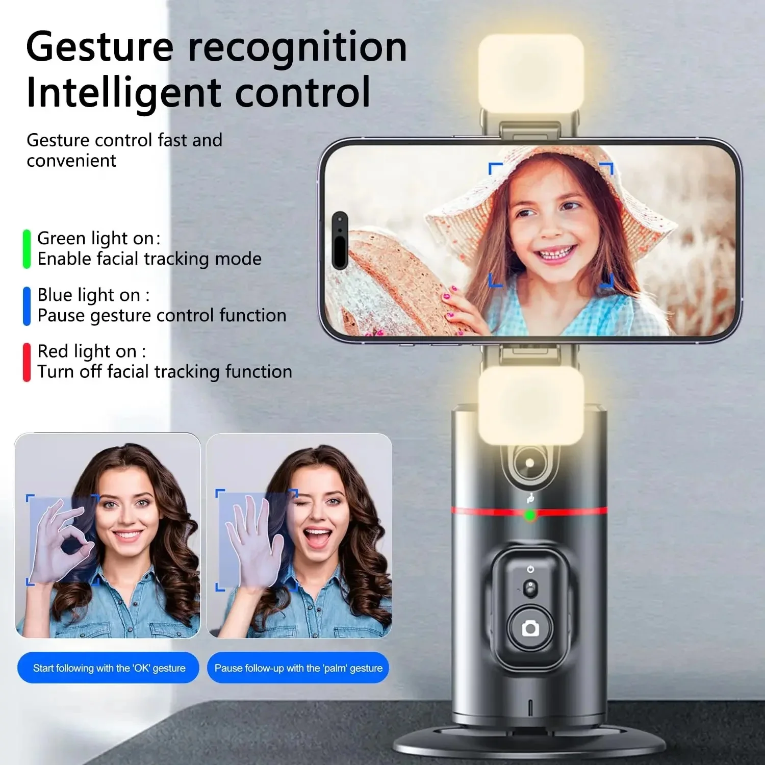 Auto Face Tracking Gesture Gimbal Stabilizer Phone Tablet Tracking Holder 360 Rotation Selfie For Vlog Live video Streaming