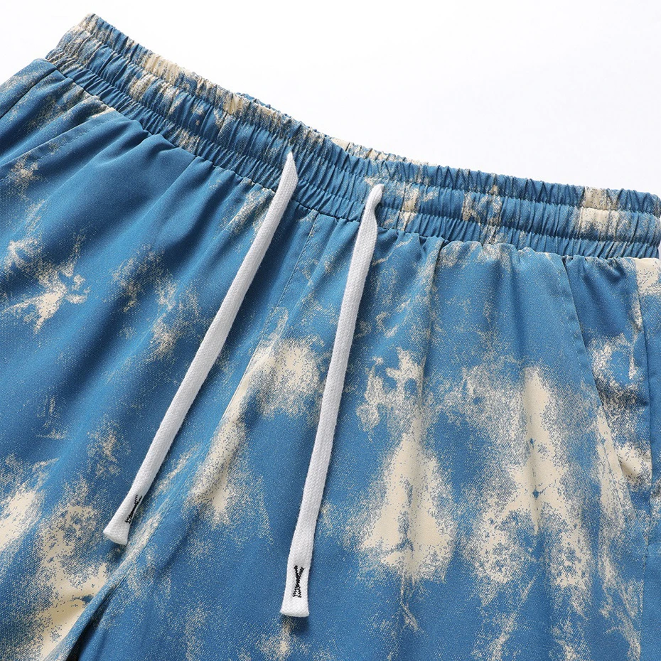 Summer Tie-dye Shorts Men Fashion Vintage Running Shorts Casual Elastic Waist Short Pants Male