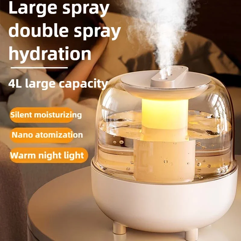 Humidifier 4L Large Capacity Humidifier USB Dual Spray Home Office Bedroom Desktop with Night Light Air Humidifier