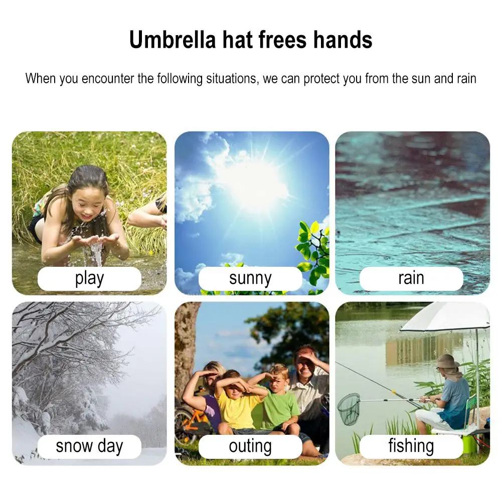 Fishing Umbrella Hat Double Layer Head Wearing Hat Folding Head Umbrella Outdoor Hat Large Sunscreen Sunshade Outdoor Umbre E4Q1