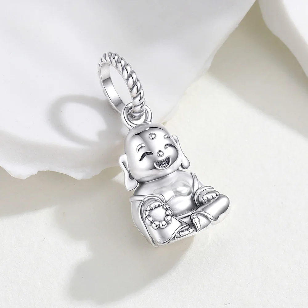 New 925 Sterling Silver Charms Buddhist Happy Maitreya Pendant Jewelry Making For Original Bracelet Ladies Jewelry DIY Gifts