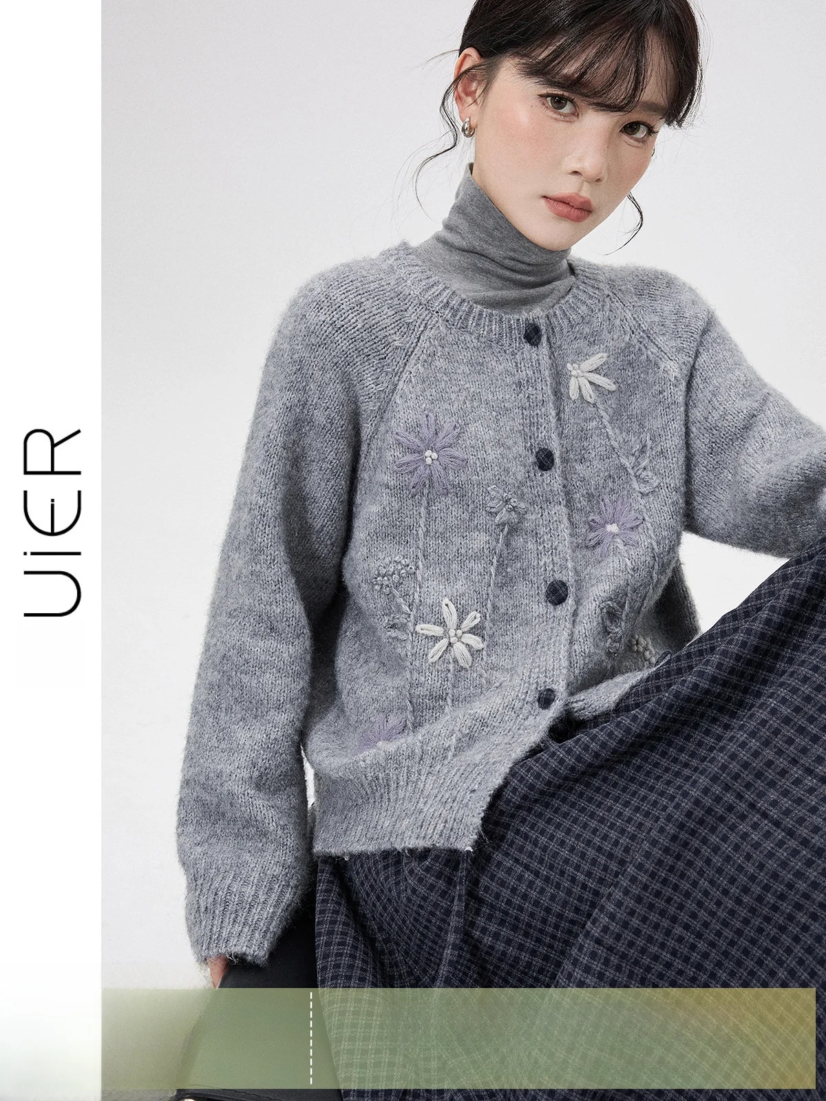 

Женский вязаный кардиган Guier с цветочной вышивкой, круглым вырезом, длинными рукавами, повседневный, зимний, новый, модный, элегантный топ