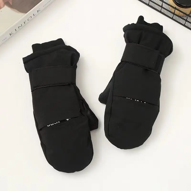 

Winter Finger Gloves, Skiing And Mountaineering Windproof Gloves With Thick Velvet, Solid Color Unisex Wrist Protection Gloves