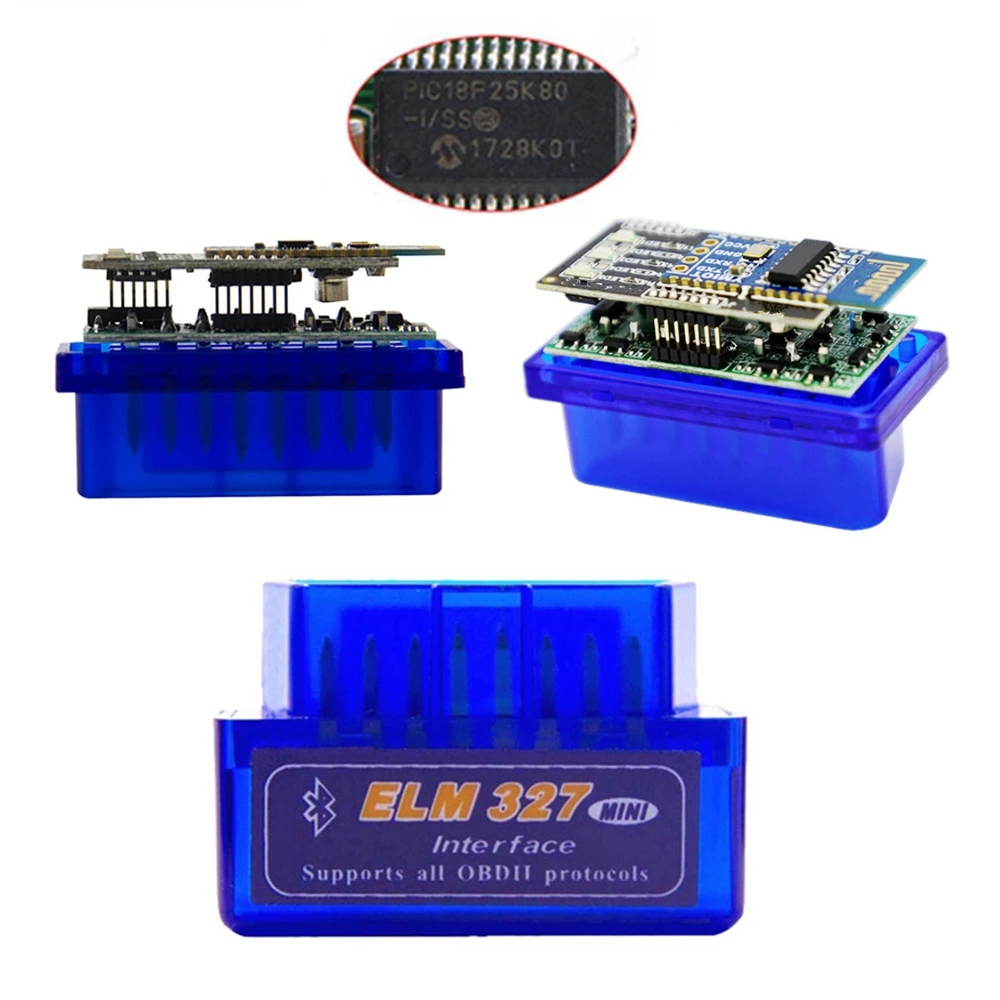 Super Mini Elm327 Bluetooth OBD2 V1.5 2PCB BOARD PIC18F25K80 For Car Elm-327 OBDII Code Diagnostic-Tools