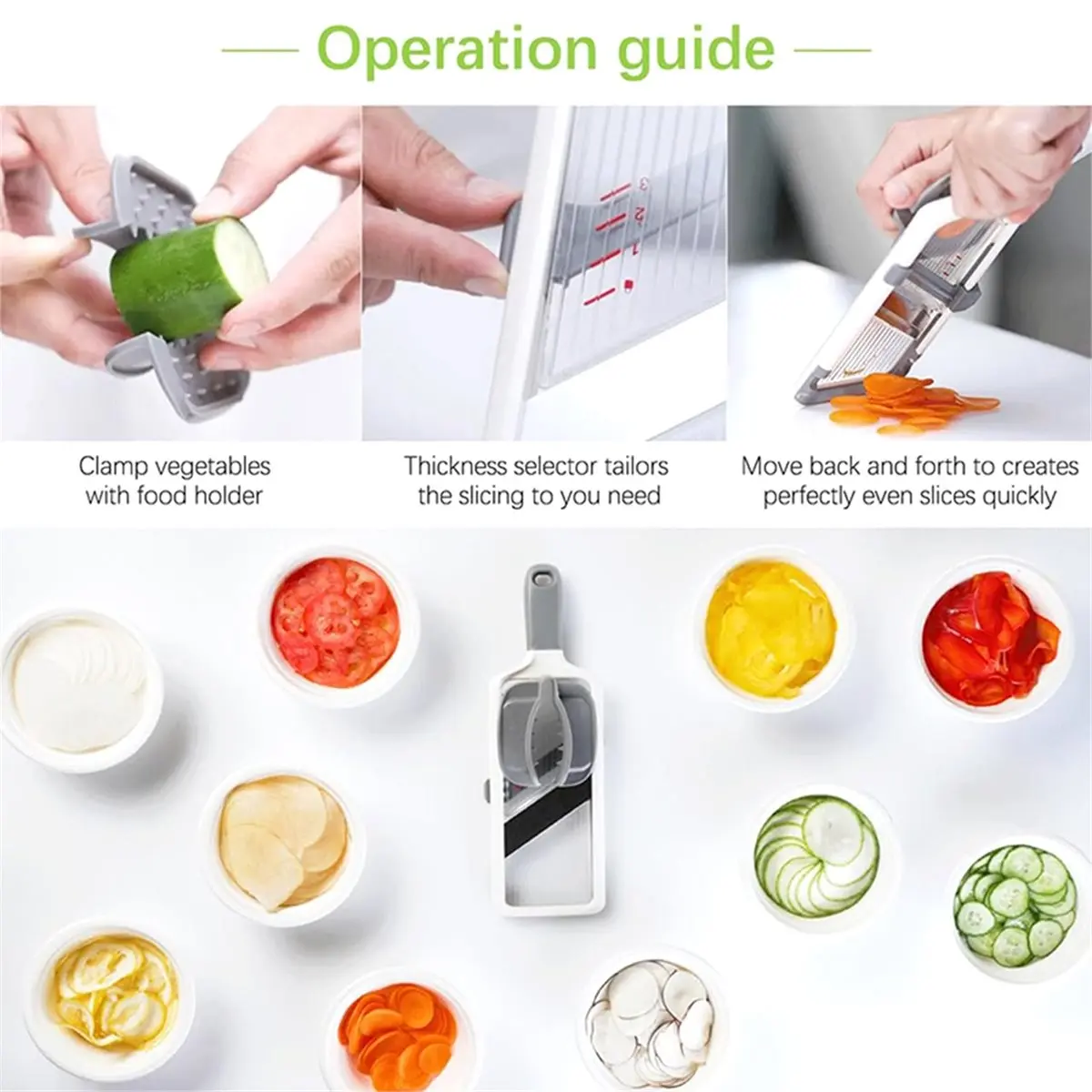 2026 New Multi Handheld Mandoline Slicer with Adjustable Stainless Steel Blade Kitchen Veggie Chopper Cheese Grater