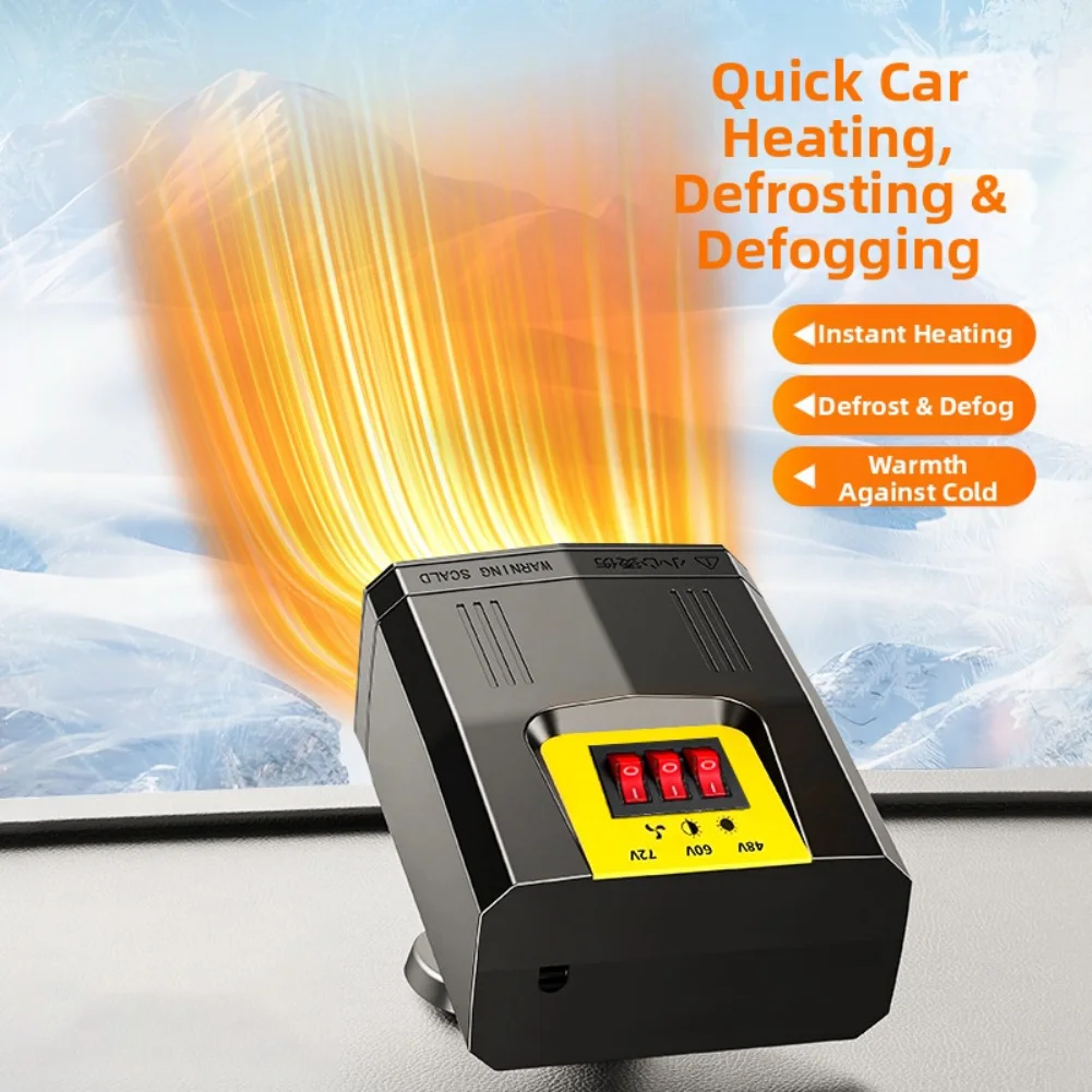 Fog Prevention Car Defogger Black Compact Design Car Heater Advanced Heating Elements Compact Practical Design