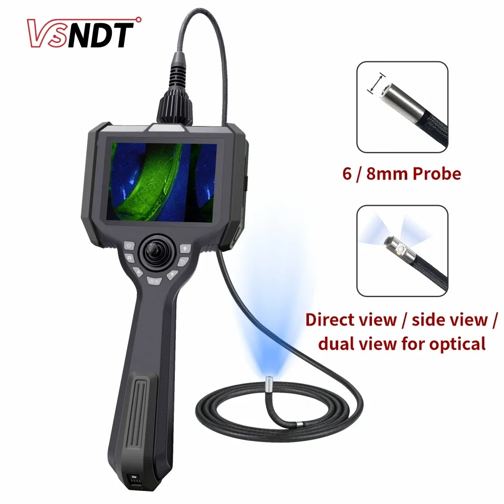 Megapixel fluorescent industrial endoscope 6mm 360 degree industrial video borescope camera inspection solution mini camera