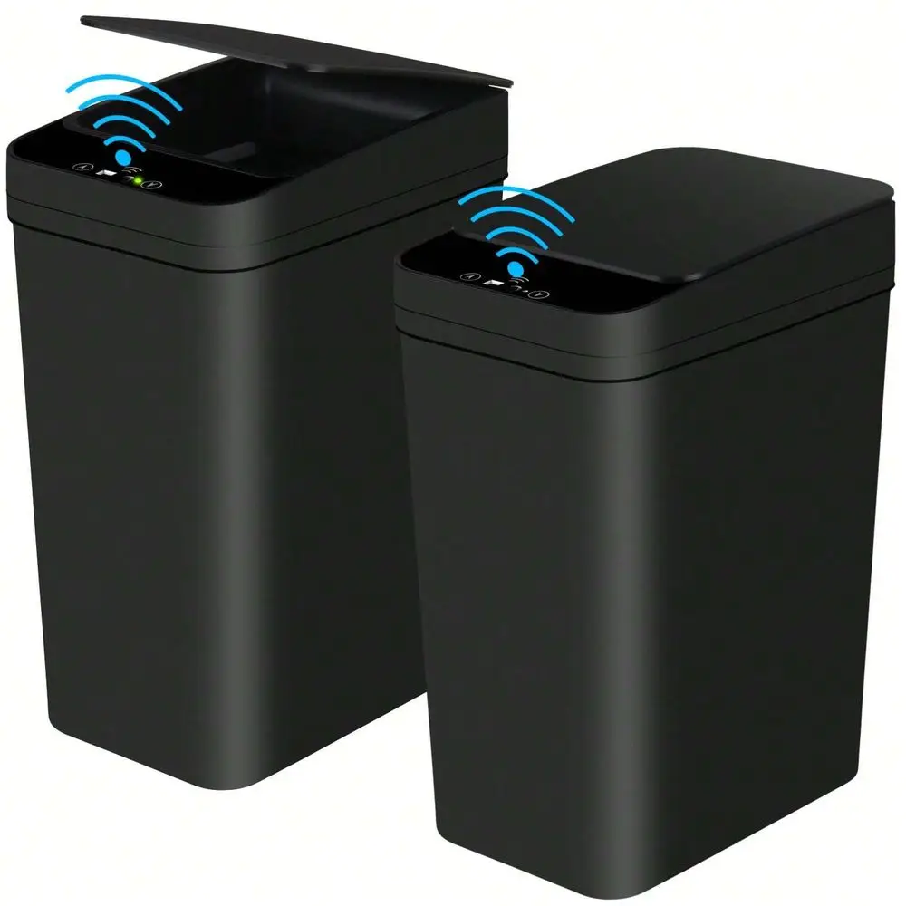 

Pack 2.2 Gallon Bathroom Trash Cans With Lid Touchless Automatic Motion Sensor Small Slim Garbage Can, Smart Electric Narrow Wat