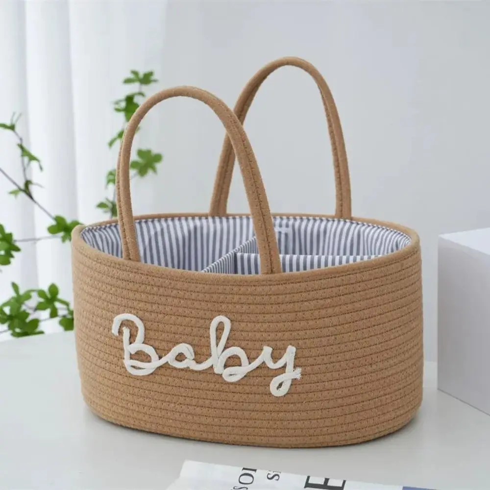 Diaper Organizer Basket Multifunctional Mommy Bag Cotton Rope Portable Baby Diaper Box Compartment Large Diaper Storage Bag Baby