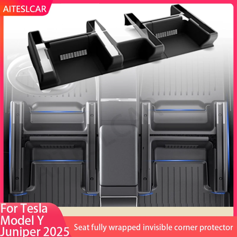 

For Tesla ModelY Juniper 2025+ TPE Under Seat Corner Guard Seat Slide Rails Protector Cover Anti-Kick Decor Flocking Accessories