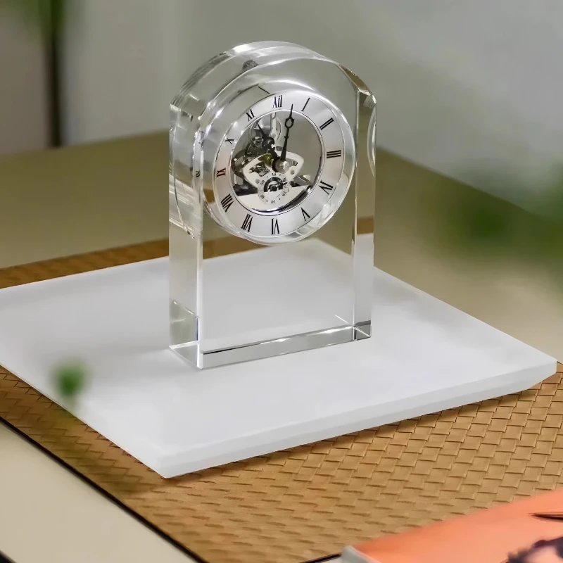 

Light luxury crystal clock handmade desk clock home living room desktop clock desk entrance ornament