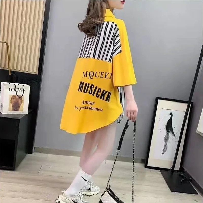 Fashion Blouses or Tops for Woman Cool Women's Buttoned Shirt Asymmetrical Casual Vintage Trends Korean Loose Particular Top New