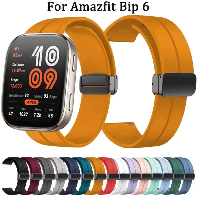 Bracelet magnétique en Silicone de 22mm pour Amazfit Bip 6/Bip 5 Unity/GTR 2 3 4, pour Amazfit Stratos/équilibre/cheetah, bande ronde