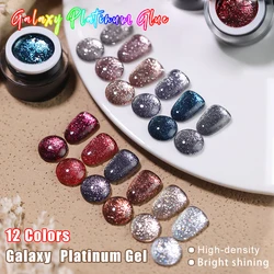 Vendeeni 12 Colors Glitter Platinum Gel Nail Polish Shiny Galaxy UV Soak Off Gel Lacquer Drawing Line Edge Nail Art Gel Varnish