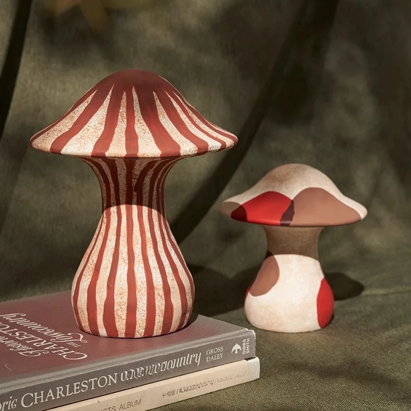 

Modern Ceramic Mushroom Sculpture Unique Housewarming Gift for Living Room Entryway Fairy Home Decor Kids Room Decor Crafts