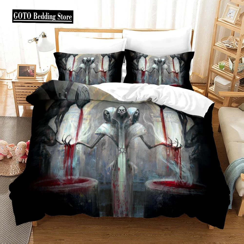 

Housse De Couette Hallowmas Skull Duvet Cover Sets Bedroom Comforter Set King Size 2/3 Pcs Bone Bed Linens Home Textile DropShip